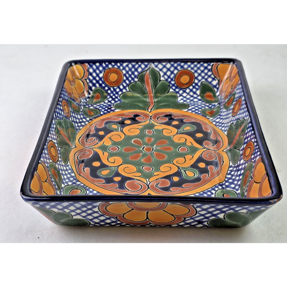 Vtg Mexico Talavera Pottery Rectangle Platter Serving Tray Hand Painted Vibrant - Picture 3 of 11